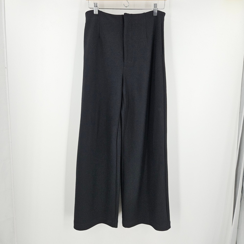 Abercrombie & Fitch Wide Leg Pants Black High Rise Career Tailored Size 30 Short